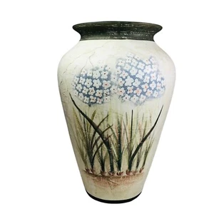 Daffodil & Cotton Flowers Pottery Vase Country Decor 14 in Height CB Mark - Picture 1 of 16