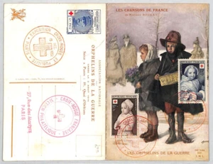FRANCE Illustrated *MUSIC* Card RED CROSS *WAR ORPHANS* Charity 1951 Paris RC128 - Picture 1 of 10