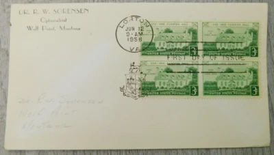 First Day Issue Gunston Hall Lorton Virginia 1958 Vintage Stamp Envelope Cover - Image 1 of 4