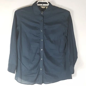 J Jill Sz M Shirt Womens Blue Collared Button Front Long Sleeve Career Office - Bild 1 von 7