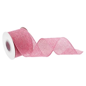 Burlap Ribbon Fabric Wired Edge Ribbons Deep Pink 2 Inch x 10 Yard Wired Ribb... - Picture 1 of 6