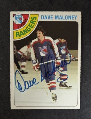 Tarjeta de hockey Opee-Chee 1978 firmada por Dave Maloney de los New York Rangers Foto 1 de 2
