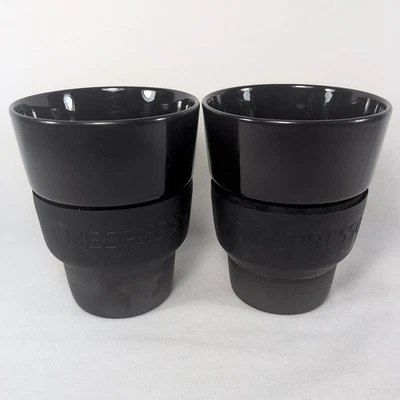 Nespresso Touch Collection Black Espresso Lungo Cups Procelain & Silicone x2 - Image 1 of 4