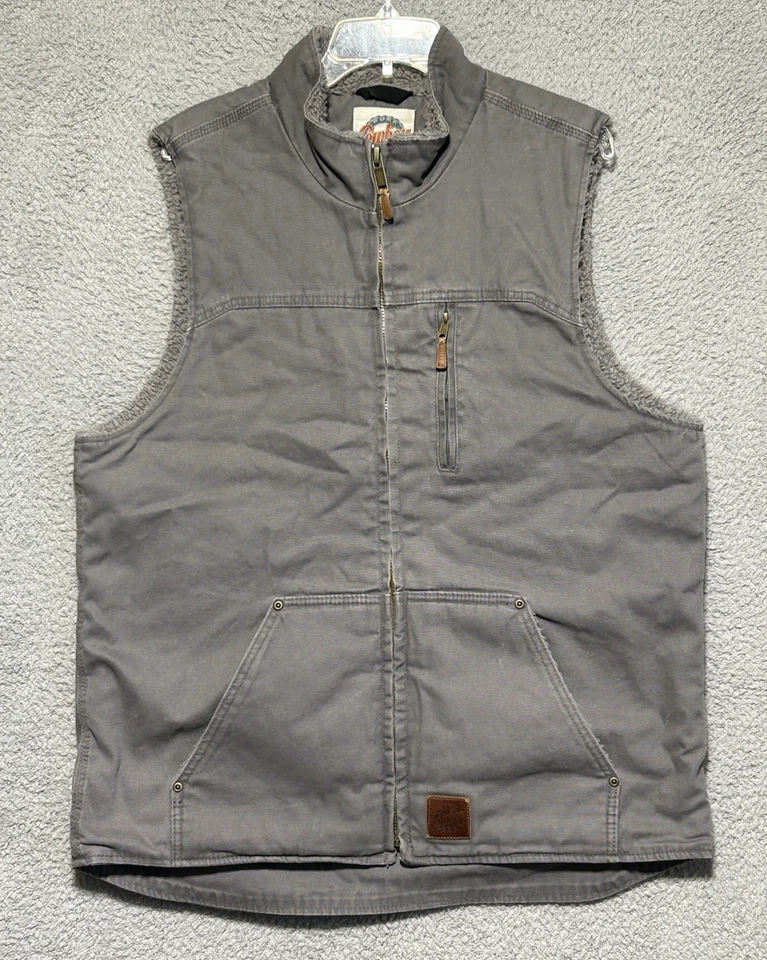 Mens L Cowboy Work Wear Full Zip Sherpa Lined Denim Vest Western Ranch - Image 1 of 4