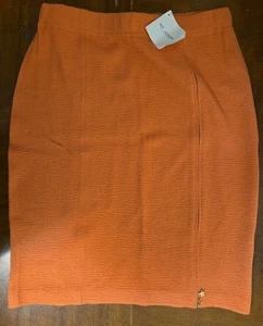 St John Collection Knit Pencil Skirt Size 12 Textured Orange Tangerine New NWT  - Picture 1 of 8