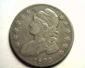 1833 BUST HALF DOLLAR O.106 VERY FINE / EXTRA FINE+ VF/XF+ NICE ORIGINAL VF/EF+ - Picture 1 of 2