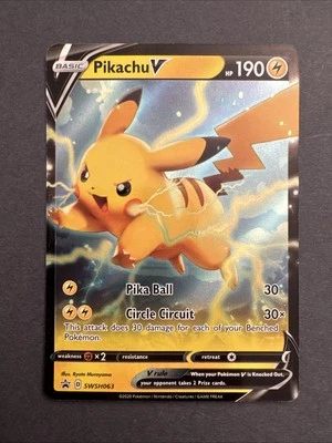Pikachu V SWSH063 Sword & Shield Ultra Rare Holo Promo Pokemon Card Pack Fresh - Image 1 of 2