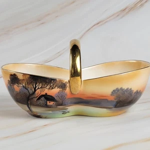 Vintage Noritake Morimura Tree And House Hand Painted Serving Candy Dish Japan - Picture 1 of 13