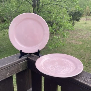 2 Large Lu-Ray Pastels Pink Platters T.S.&T. 14” Round Chop/Steak Plates - Picture 1 of 10