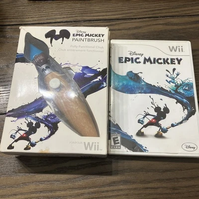 USED Nintendo Wii PDP Disney Epic Mickey Paintbrush Chuk Controller W/ GAME - Image 1 of 4
