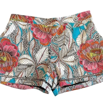 Pantalones Cortos TRINA TURK Seda Estampado Audaz Floral Resort Playa Encuesta Talla XL | USADOS EN EXCELENTE ESTADO Foto 1 de 4