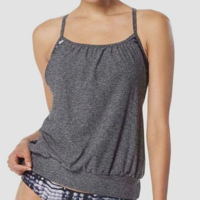 Speedo Mujer Gris Negro Blusa 2 en 1 Bikini Tankini Traje de Baño Top Talla XS Foto 1 de 2