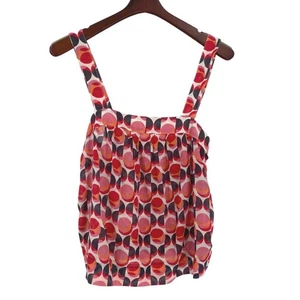 Colorful circle design silk blend tank top C&C California size small pink red - Picture 1 of 9