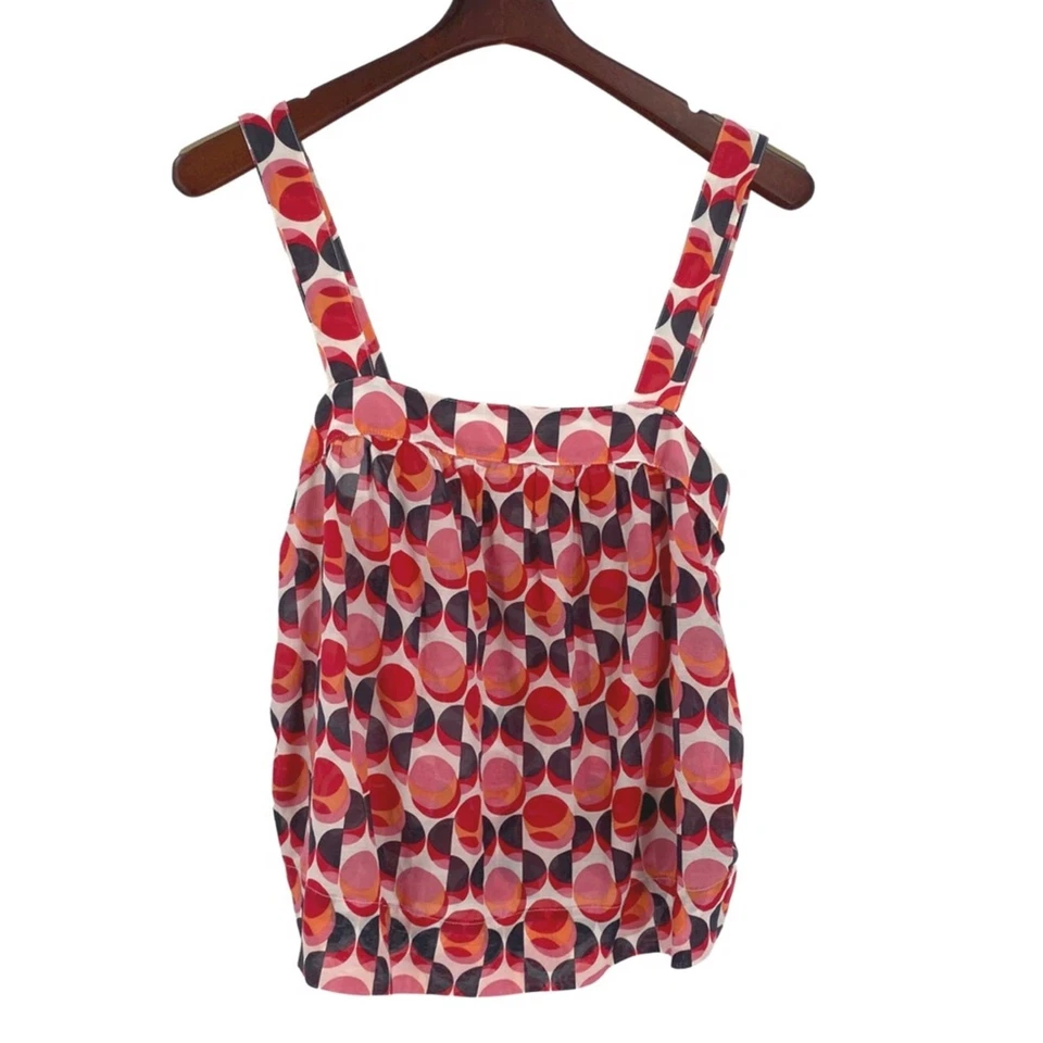 Colorful circle design silk blend tank top C&C California size small pink red - Image 1 of 4