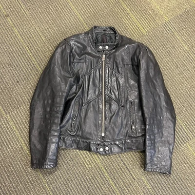 Chaqueta de cuero Honda vintage para hombre 44 negra años 70 café racer motocicleta Foto 1 de 4