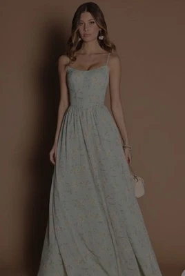 Maxi Vestido Azazie Atelier Talla 2 Paulina Como Nuevo Multi Floral Nuevo con Etiquetas Foto 1 de 4