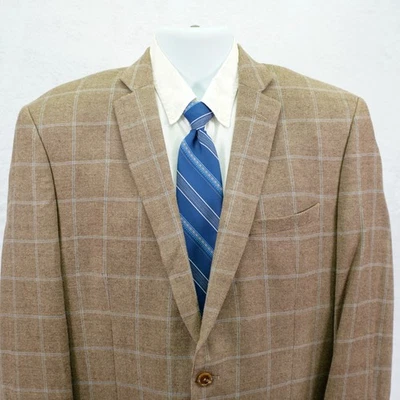 Blazer Joseph Abboud Piel de Tiburón Tostada con Ventana Azul Seda Bambú Abrigo Deportivo 42L Foto 1 de 4