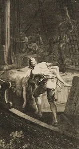 D. CHODOWIECKI (*1726), Lit. Illust. Johann Bunkels Leben, 1778, Kupferstich - Bild 1 von 4