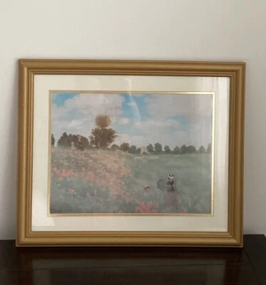 CLAUDE MONET FIELD OF POPPIES LES COQUELICOTS -1873 WOOD FRAMED PRINT 23”x18 - Image 1 of 4