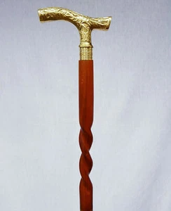 Vintage Antique Walking Cane Stick Sterling golden Handle Brass Knob with stick - Picture 1 of 2