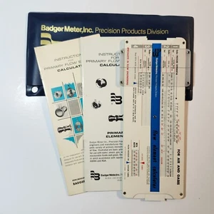 Vintage 1977 BADGER METER Primary Flow Element Calculator slide rule & slipcover - Picture 1 of 9