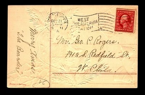 1911 West Philadelphia Station Flag Cancel Card - L23324 - Picture 1 of 2