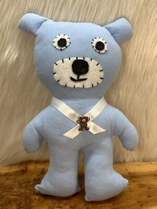 Vintage Teddy Bear Handmade Flannel Stuffed PLUSH 12.5" Light Blue Cuddly - Picture 1 of 7