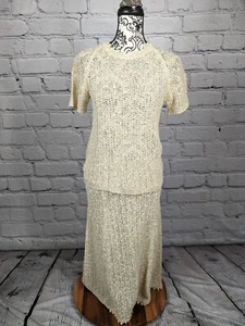 Pallas hand loomed 100% Irish linen set top sz m skirt sz s keyhole back BBIN - Picture 1 of 11