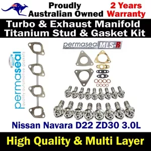 Permaseal Turbo&Exhaust Manifold Titanium Stud&Gasket For Nissan Navara D22 3.0L - Foto 1 di 6