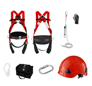 Dachdecker SET Auffanggurt + mitlaufendes Auffanggerät Seil 10m Karabiner Helm R - Bild 1 von 9