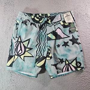 NWT Volcom Stoneys Board Shorts Swim Trunks Men Medium Geometric Green Black - Picture 1 of 12