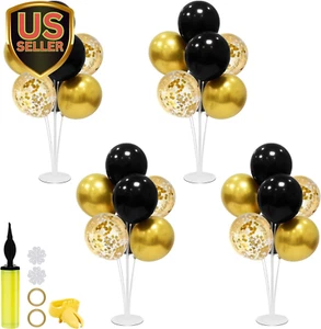 Black Gold Party Decorations Balloon Stand Centerpiece Table Decorations for Bir - Picture 1 of 8