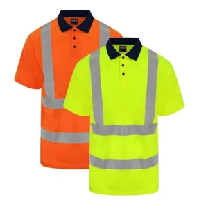 Pro RTX High Visibility Polyester Short Sleeve Hi Viz Polo Shirt S to 5XL - Picture 1 of 5
