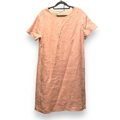 Vestido vintage de lino floral Laura Ashley hasta la rodilla rosa para mujer talla 4” Foto 1 de 4