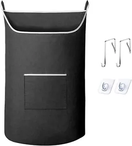 Black XL Hanging Laundry Bag 36X22 Inches+ 2 adhesive hooks for wall - Picture 1 of 6