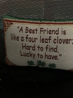 A FRIEND IS LIKE 4-Leaf Clover Throw Pillow 12.5" x 8.5", by Manual Weavers - Image 1 of 2