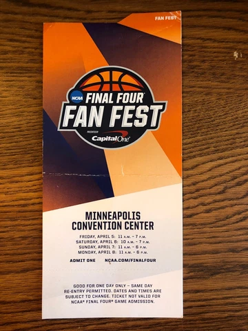2019 Final Four NCAA Virginia Cavaliers Texas Tech Fan Fest Stub Cover