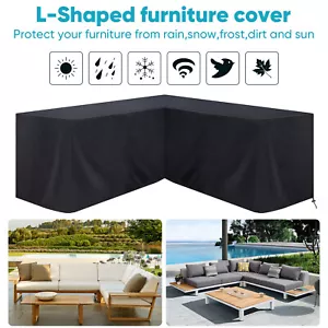 L SHAPE CORNER FURNITURE SOFA RATTAN COVER WATERPROOF GARDEN OUTDOOR PROTECTOR - Picture 1 of 10