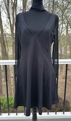 NWT Maeve by Anthropologie Mock Neck Lace Black Dress Size Large Petite - Image 1 of 4