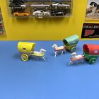 EBRO THE HAGUE COVERED PLASTIC  WAGON WITH HORSE  YELLOW, RED, GREEN  “PREOWNED”