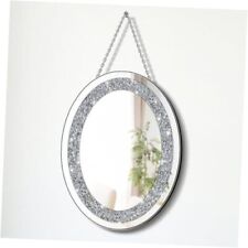  Crystal Crushed Diamond Oval Shaped Glam Bling Silver Mirror Mirror 12x16 inch