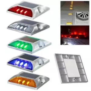 Square Aluminum LED Flashing Blinking On And Off Cat Rye Reflector Solar Road St - Picture 1 of 15