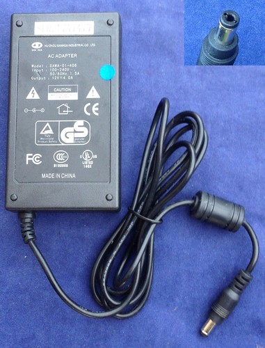 Chargeur SANHUA SAWA-01-406 12V 4A - Prise 5.5mm/1.7mm, Occasion En Excellent état De Fonctionnement