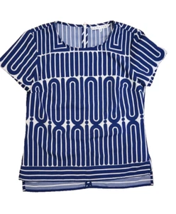 Damengröße 2 Trina Turk marineblau geometrisches Farbblock-Top Kurzarm X-S - Bild 1 von 10