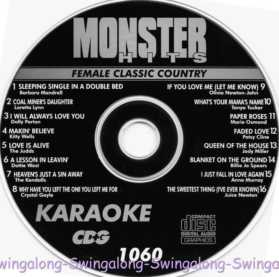 CD+G VOL-1060 KARAOKE COUNTRY MONSTER HITS CLÁSICO FEMENINO EN MANGAS BLANCAS Foto 1 de 1