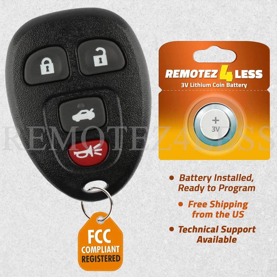 Replacement for Buick Chevy Pontiac Saturn Entry Keyless Remote Car Key Fob 4btn - Image 1 of 1