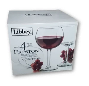 JUEGO DE 4 VASOS DE VINO TINTO LIBBEY DE 13,7 ONZAS HECHOS EN EE. UU. ¡NUEVO! - Imagen 1 de 1
