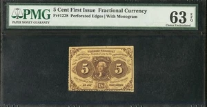 PMG ChUNC 63. FR# 1228 Fractional 1862 Union Currency 5c, Civil War FIRST Issue - Picture 1 of 7