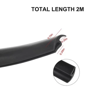 Schwarz 2m Auto-Frontscheiben-Dichtungsstreifen Universal-Gummidichtungsleiste - Picture 1 of 24