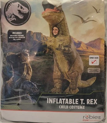 Jurassic World Inflatable T.Rex Child Costume New One Size Rubies Halloween Kids - Image 1 of 4